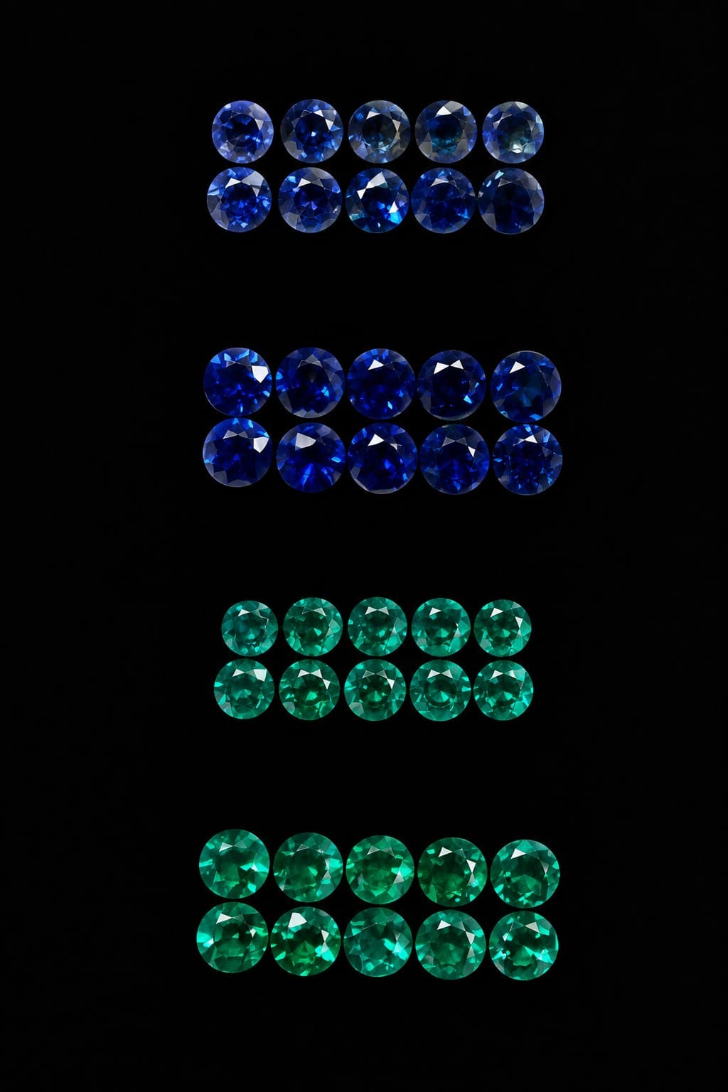 Sapphire and emerald samples for the Global Bracelet.