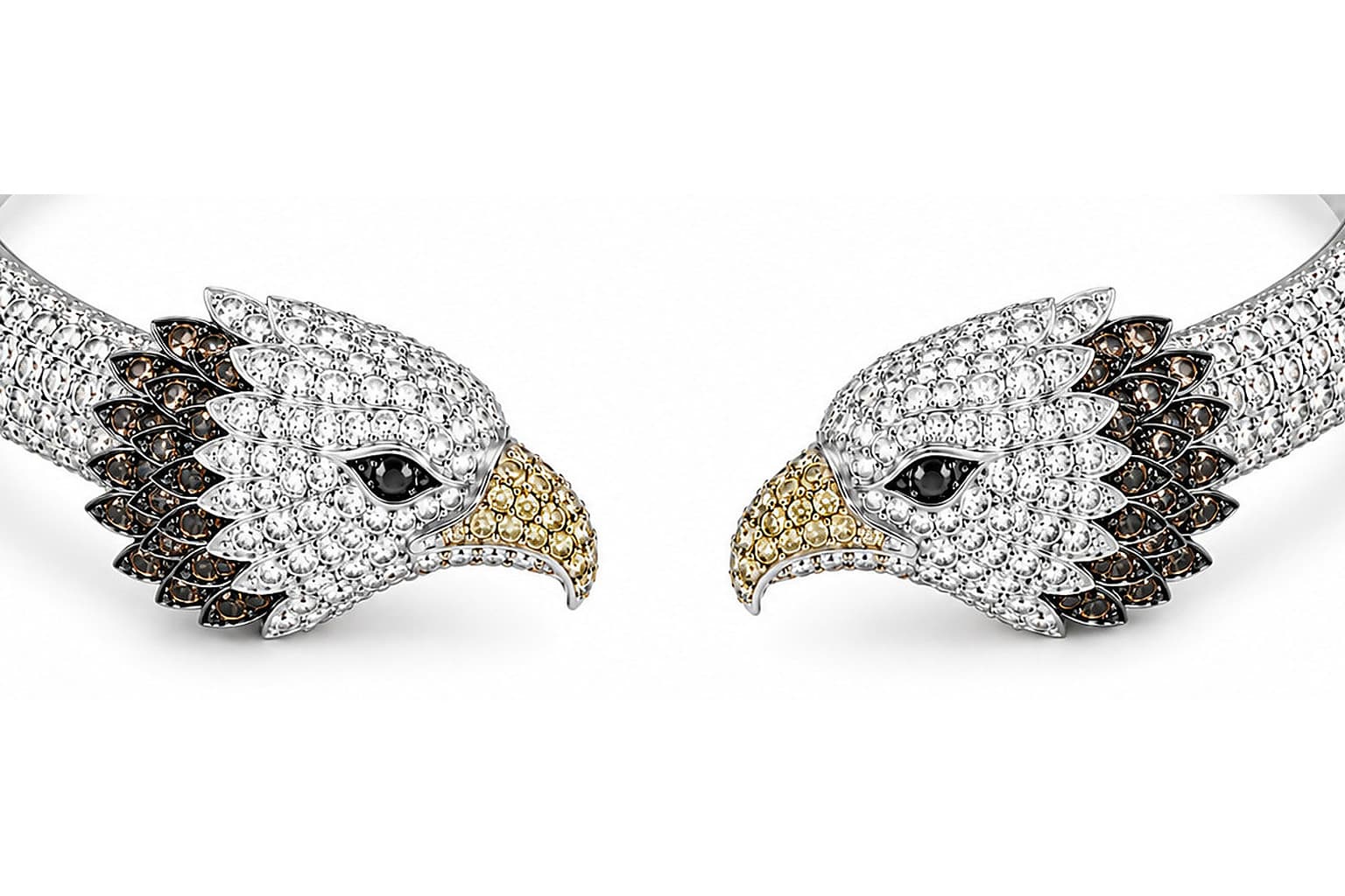 Fly High Bracelet, the two eagle-head terminals and the opening.